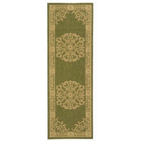 Safavieh 2 Ft. -4 In. X 6 Ft. -7 In. Runner Indoor-Outdoor Courtyard- Olive And Natural- Machine Made Rug CY2914-1E06-27